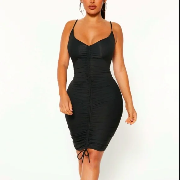 Fashion Nova Dresses Nwt Fashion Nova Black Tank Ruched Mini Dress Xs Poshmark